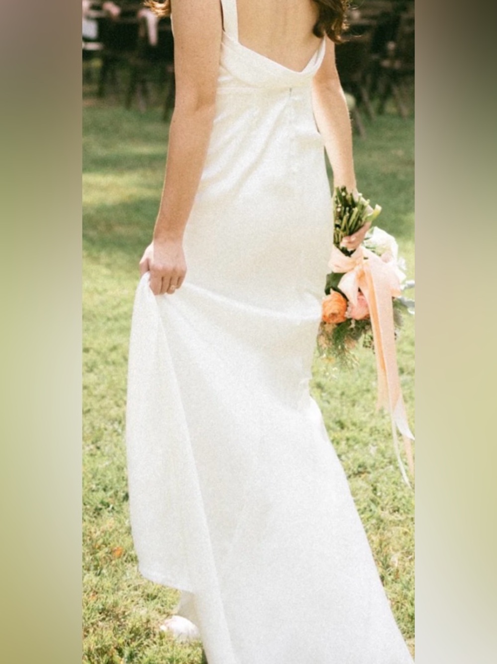 Lulus Women’s Satin Backless Gown in Bridal White Sz S - Picture 4 of 13
